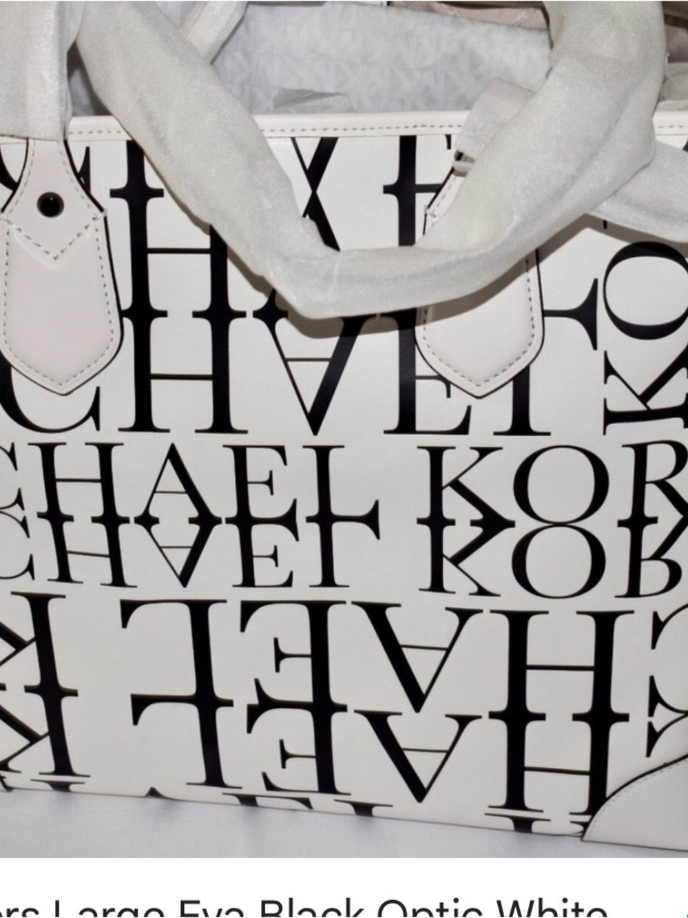Michael Kors White and Black Logo Print Tote
